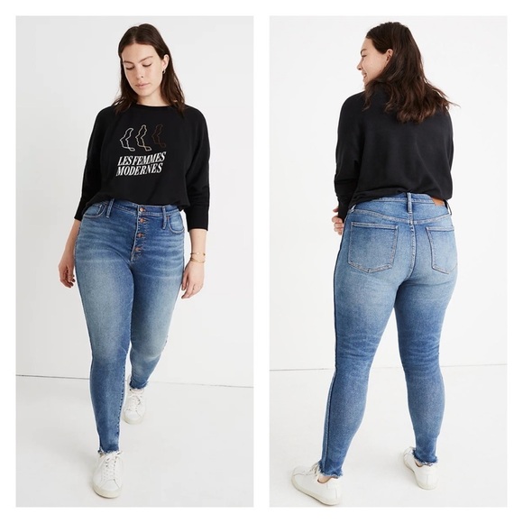 MADEWELL | 10” High Rise Skinny Jeans Cordova Wash Button Fly Cotton Stretch - Picture 1 of 8